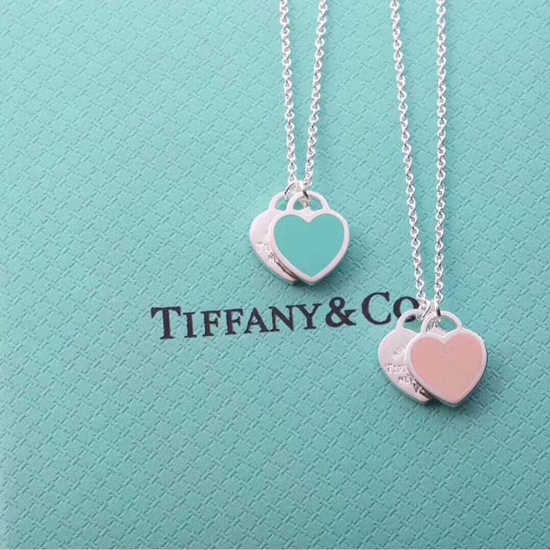 Tiff Pink Double Heart Necklaces
