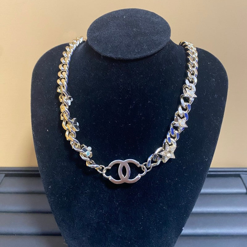 18K CC Blue Pave Diamond Logo Necklace