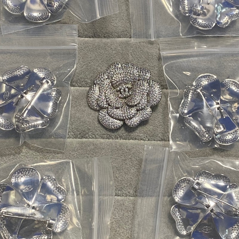 CC Camellia Diamond White Gold Brooch