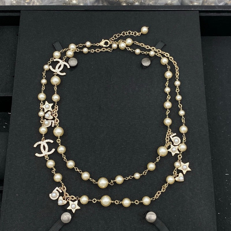 18K CC NO.5 Star Pearl Long Necklace