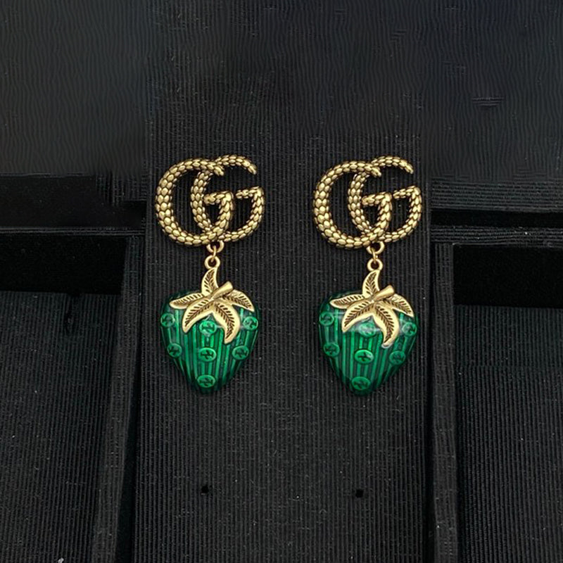 GG Green & Red Berry Earrings