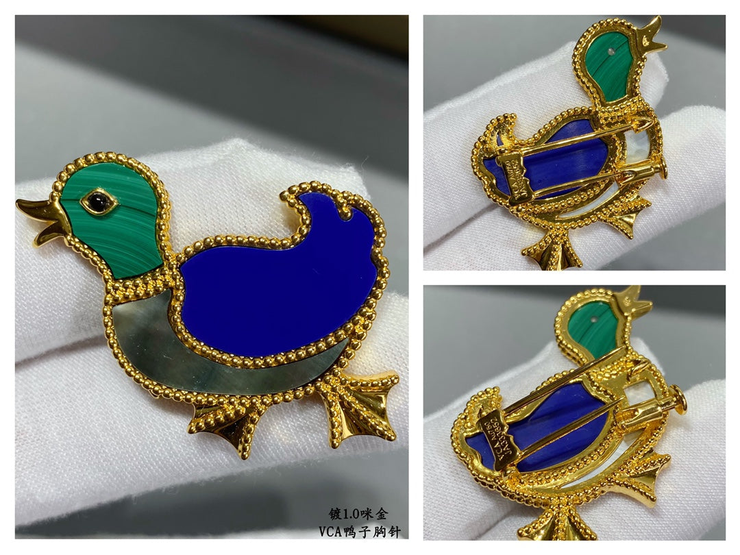 18K Lucky Animals Duck Clip Brooch