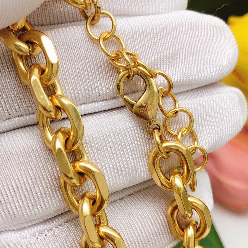 GG Interlocking G Sky Blue Gold Chain Necklace