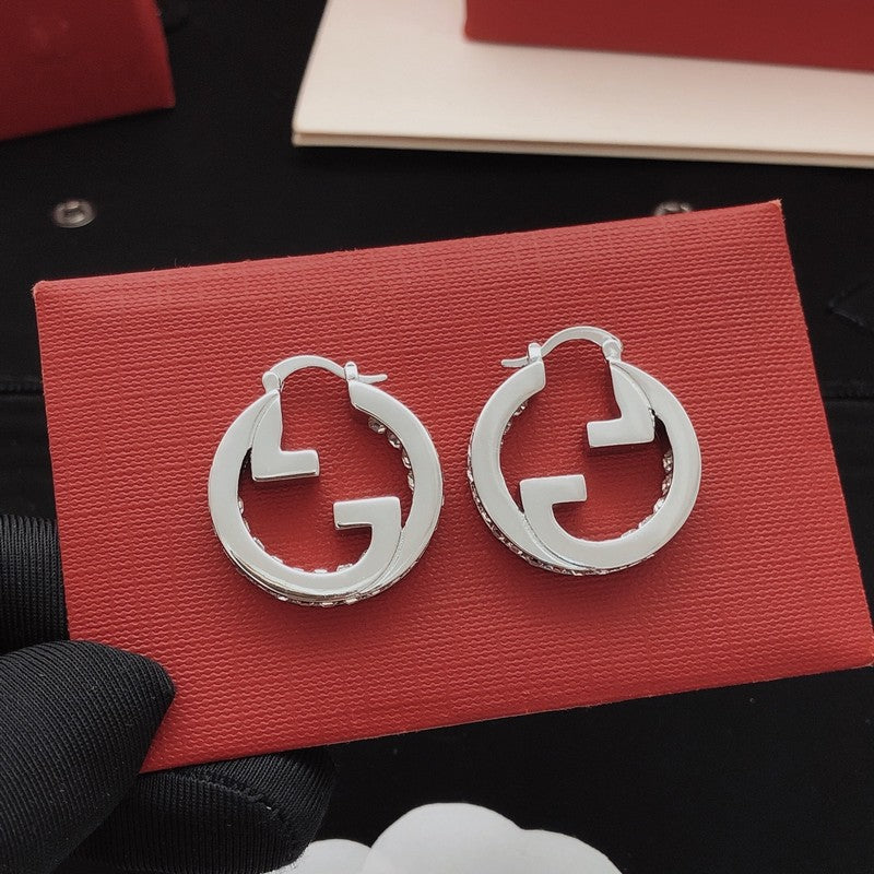 GG Crystal White Gold Earrings
