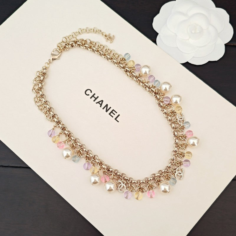 CC Pink Crystal Chain Links Necklace