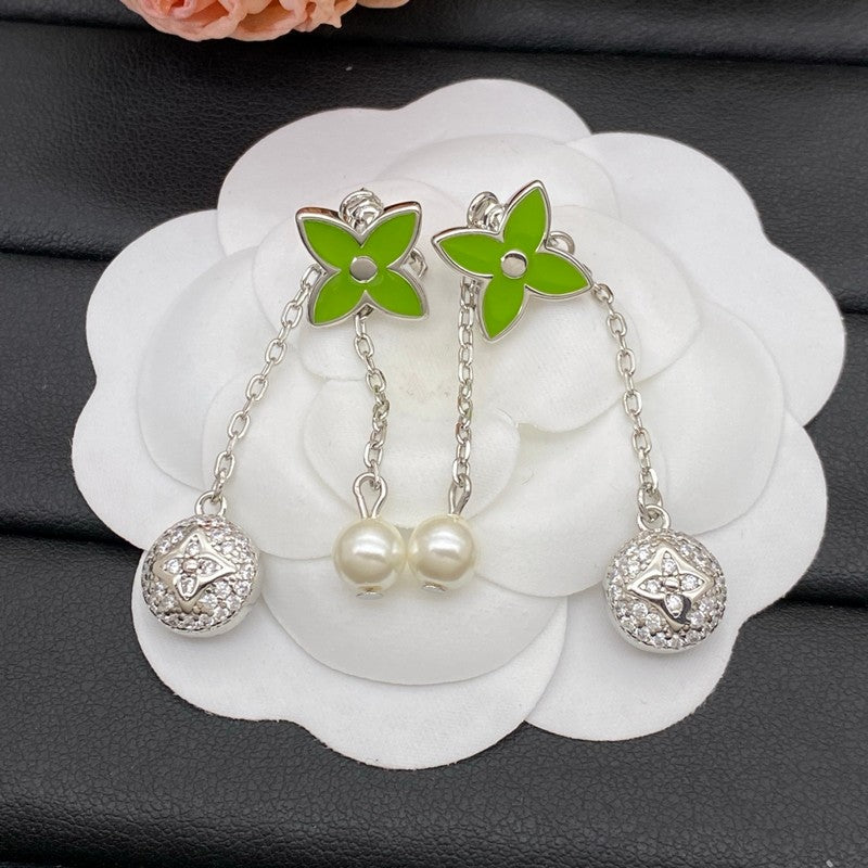 Louis Yellow & Green Blossom Long Earrings