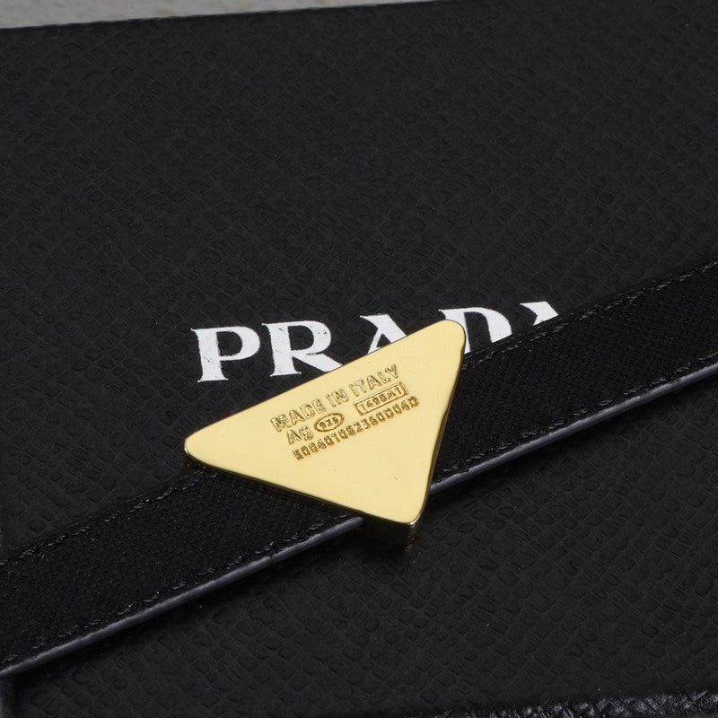 18K Pra Black Leather Gold Bracelet