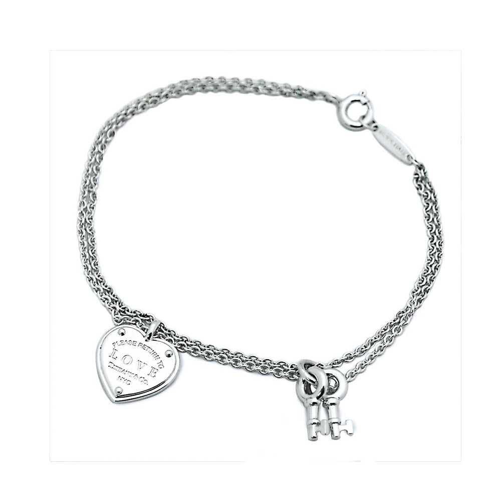 Tiff Heart Tag Key Bracelet