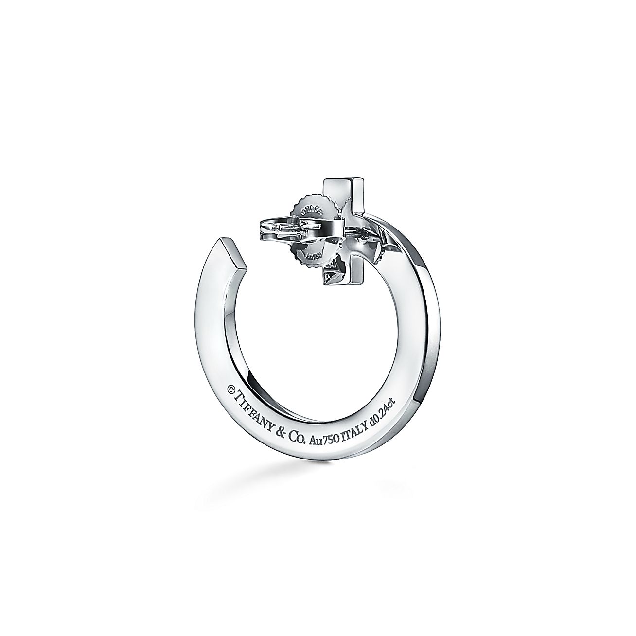 Tiff T1 Open Hoop White Gold Earrings