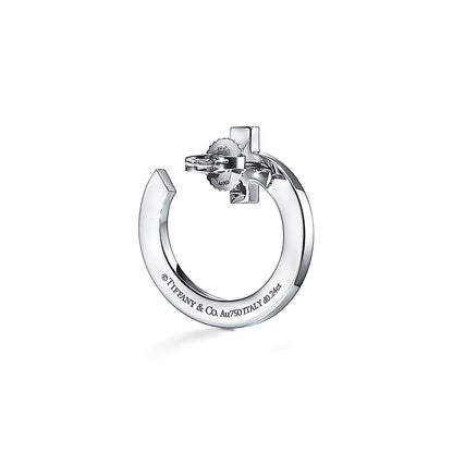 Tiff T1 Open Hoop White Gold Earrings