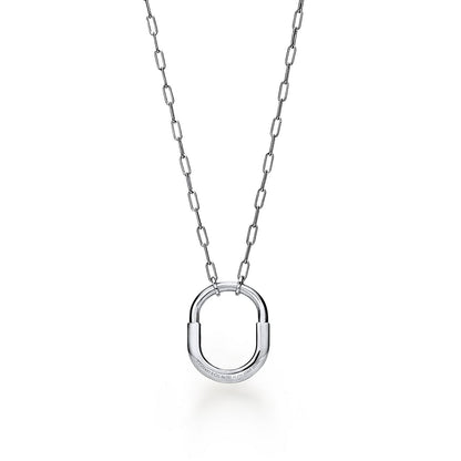 Tiff Lock Pendant Pave Diamonds Necklace