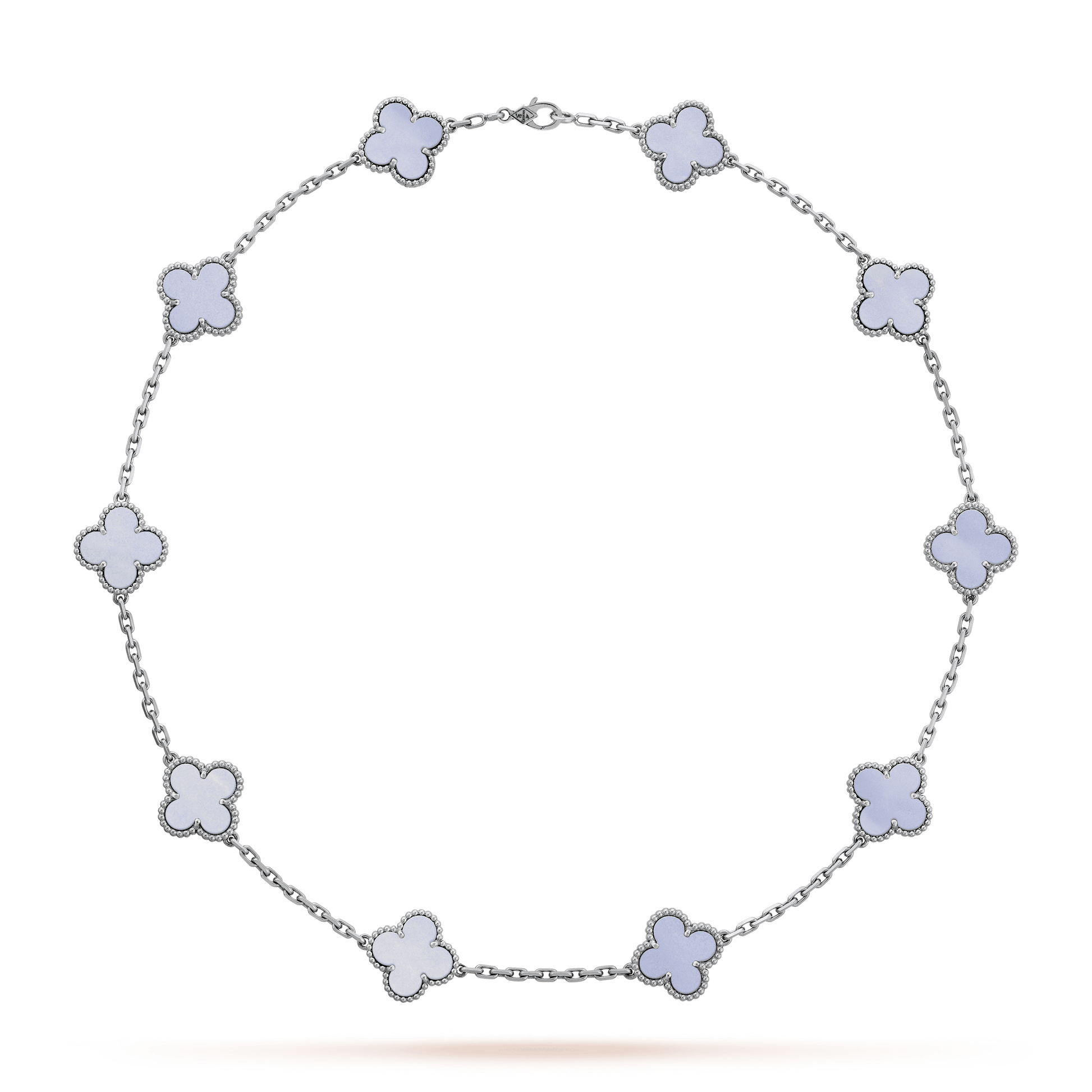 18K Van Cleef & Arpels Vintage Alhambra Chalcedony 10 Motifs Necklace