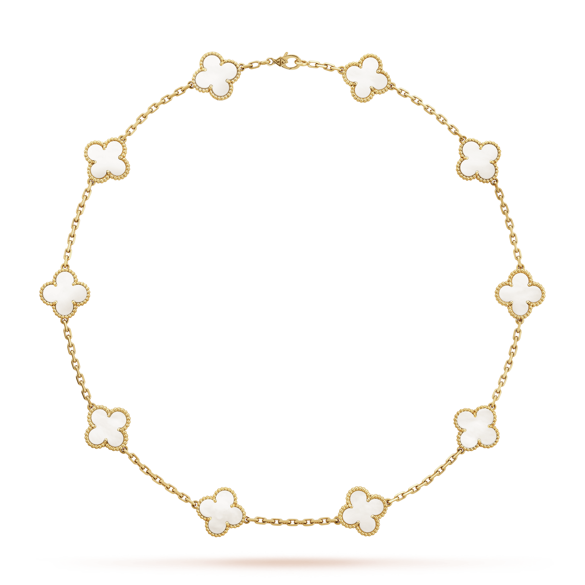 18K Van Cleef & Arpels Vintage Alhambra Pearl 10 Motifs Necklace