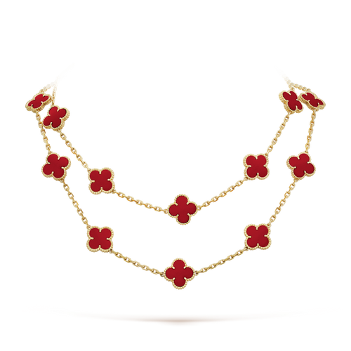 18K Van Cleef & Arpels Vintage Alhambra 20 Motifs Long Necklace