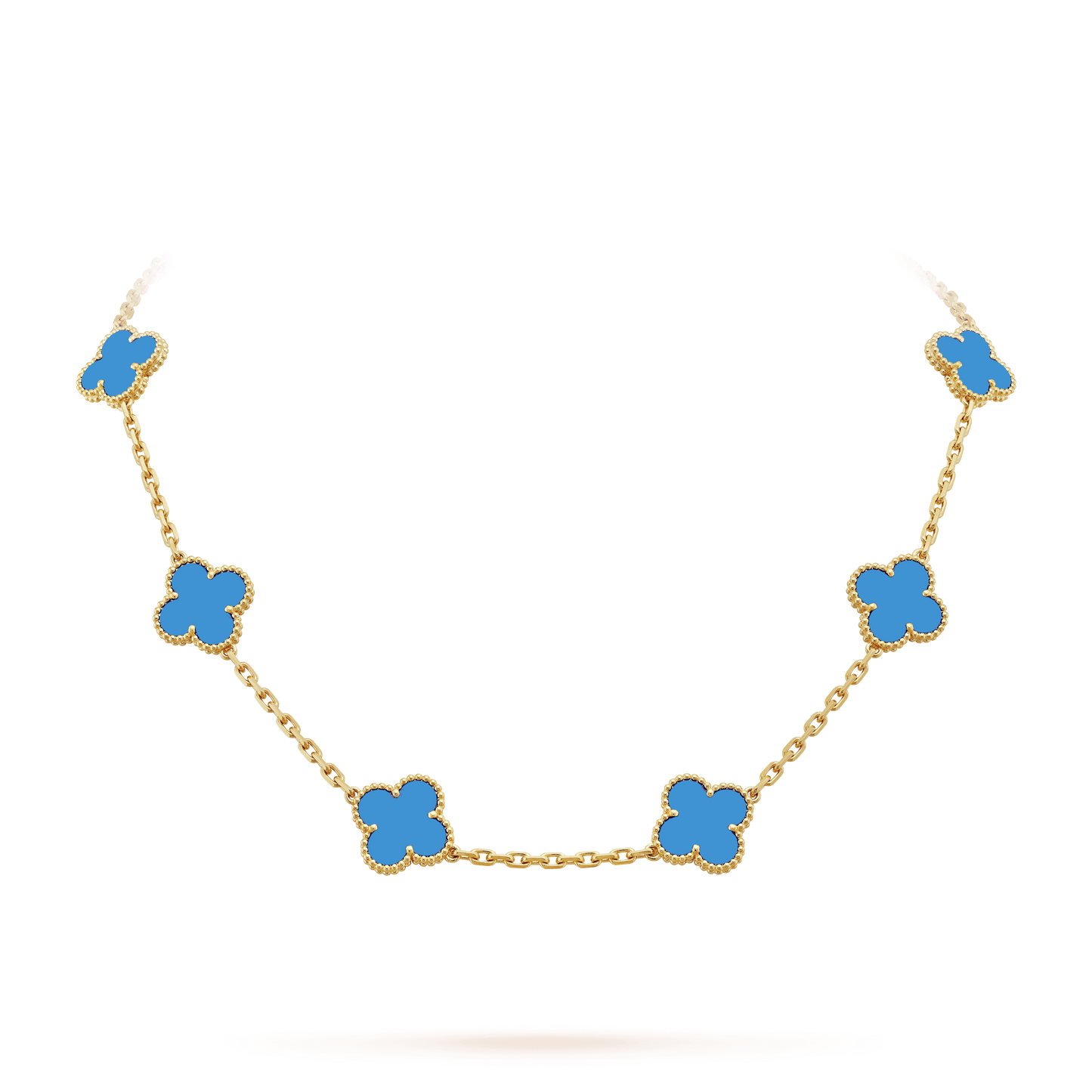 18K Vintage Alhambra Agate 10 Motifs Clover Necklace