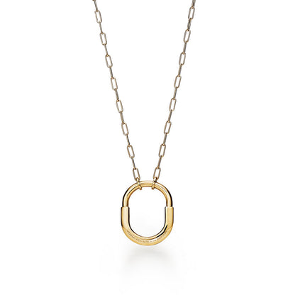 Tiff Lock Pendant Pave Diamonds Necklace