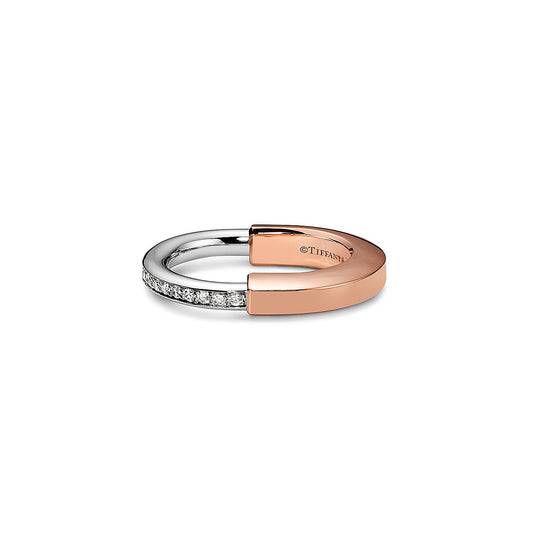 18K Tiff Lock Diamond Rose Gold Ring