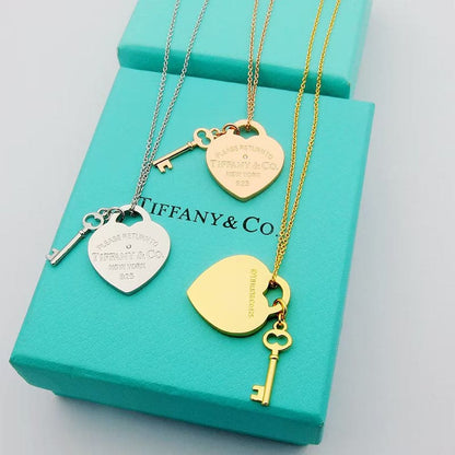 Tiff Heart & Key Necklace
