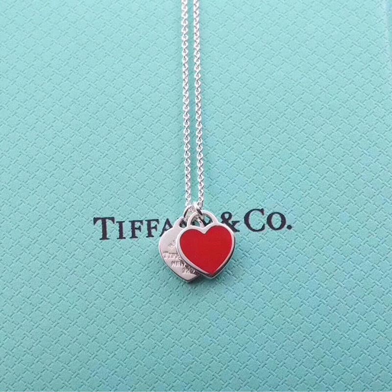 Tiff Red Double Heart Necklaces