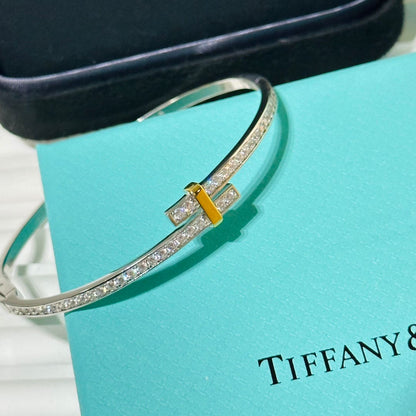 Tiff Edge Hinged Bypass Bangle Bracelet