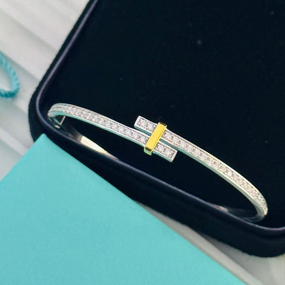 Tiff Edge Hinged Bypass Bangle Bracelet