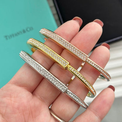 Tiff Lock Bangle Full Pave Diamonds Bracelet