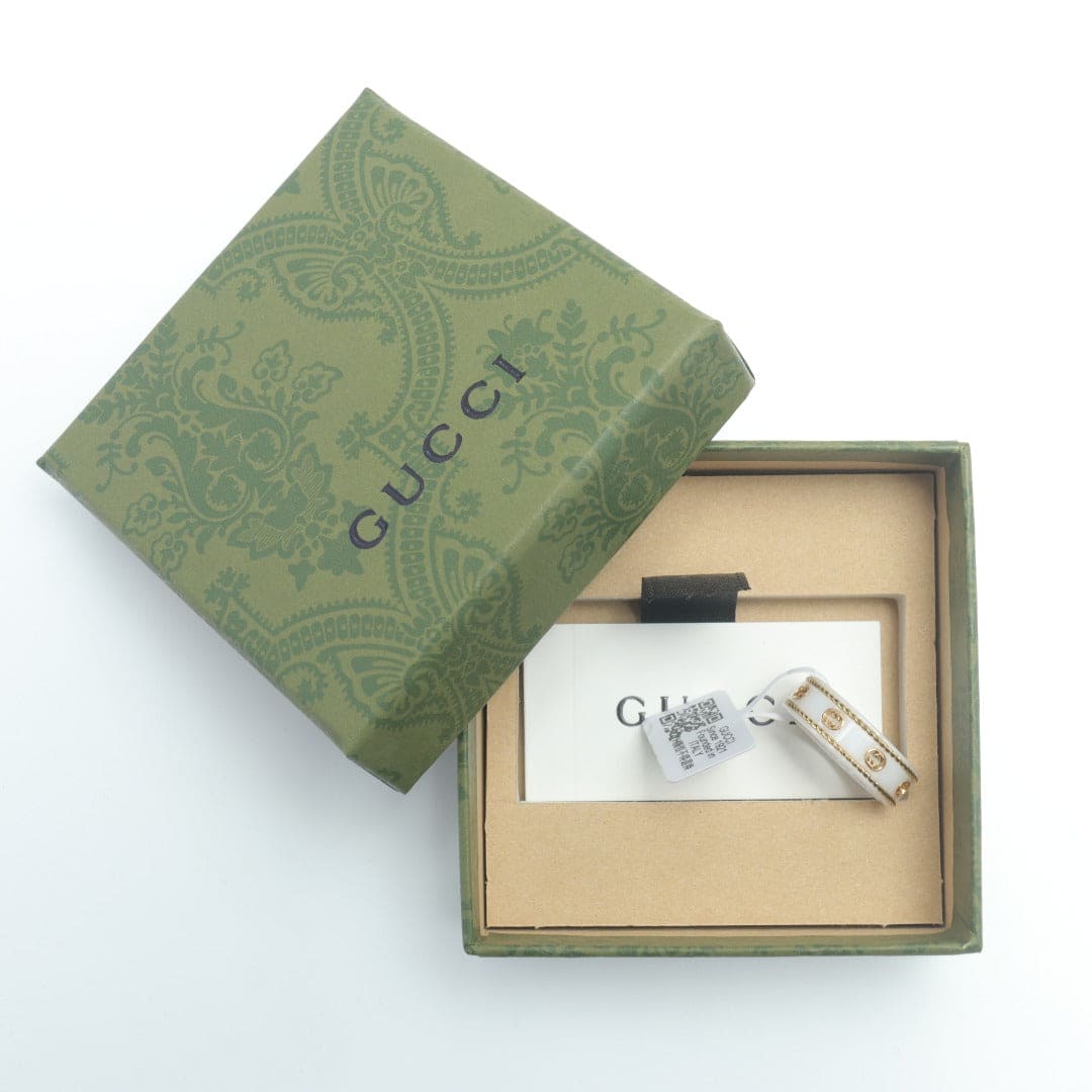 18K GG Interlocking G Icon White Zirconia Ring