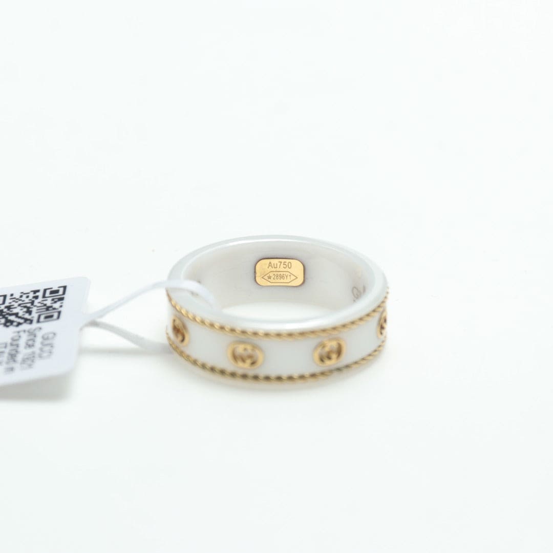 18K GG Interlocking G Icon White Zirconia Ring