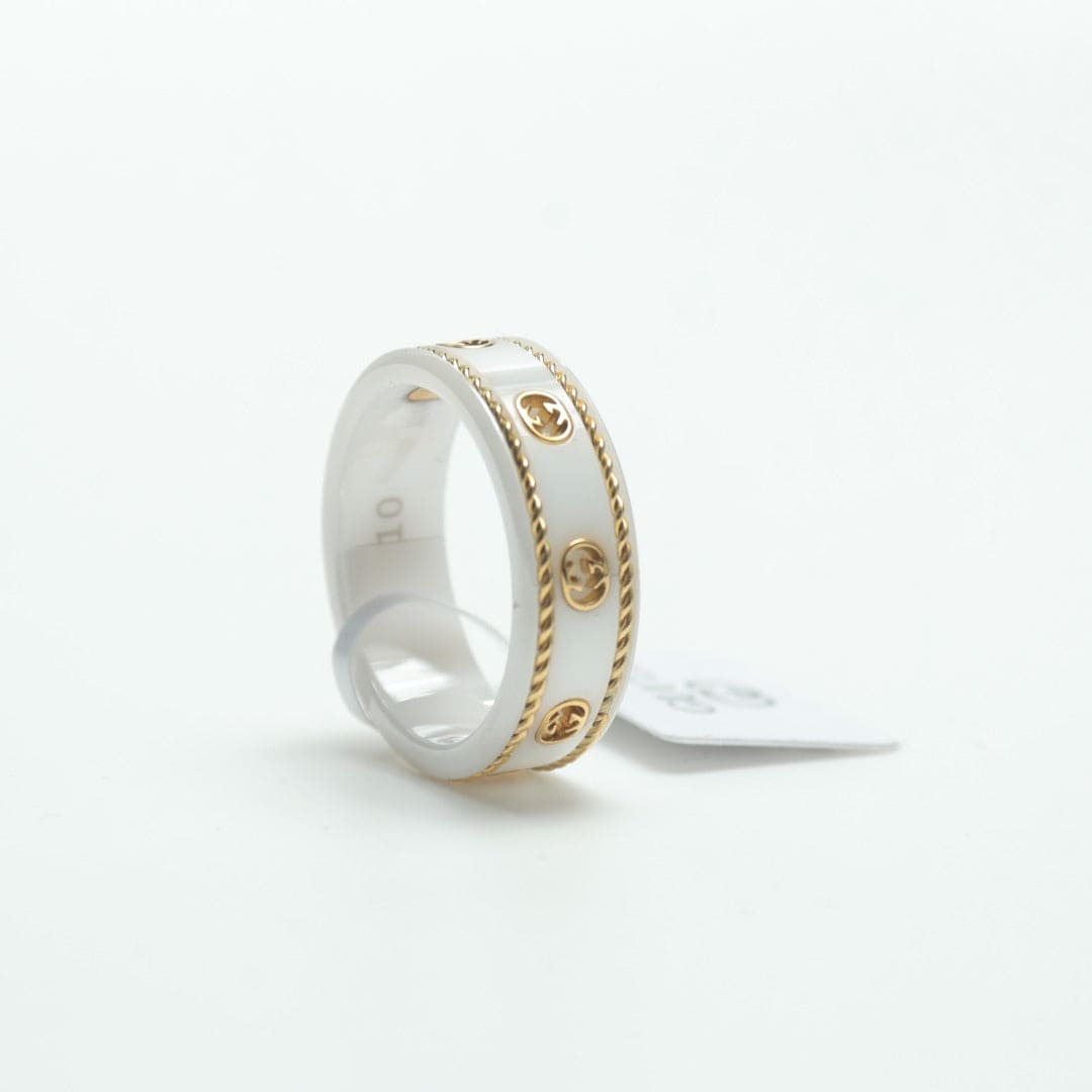 18K GG Interlocking G Icon White Zirconia Ring