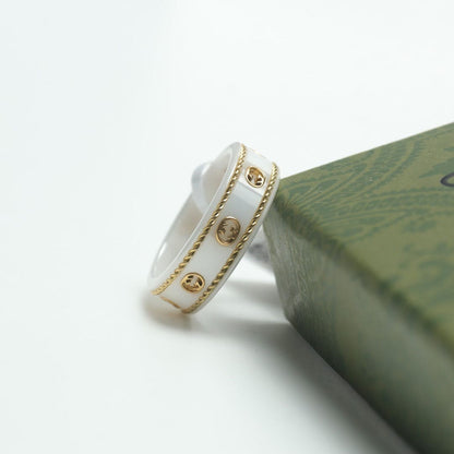 18K GG Interlocking G Icon White Zirconia Ring