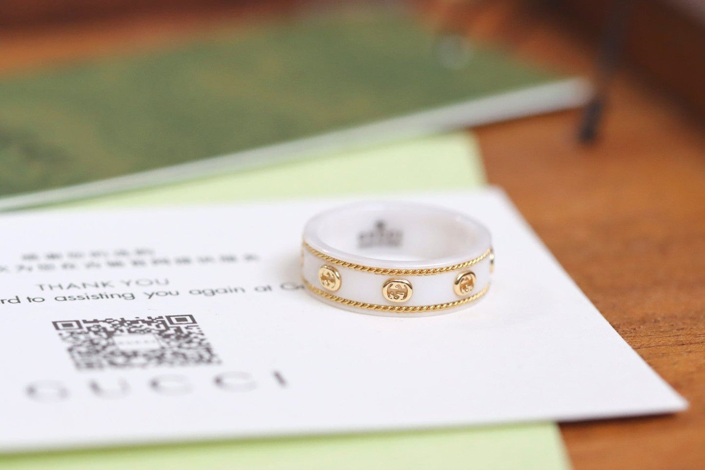 18K GG Interlocking G Icon White Zirconia Ring