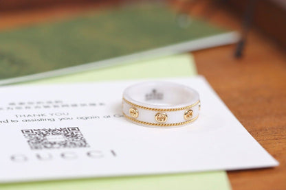 18K GG Interlocking G Icon White Zirconia Ring