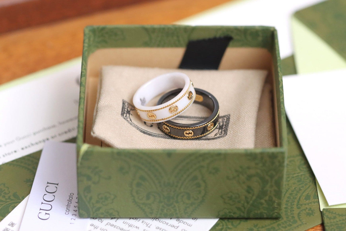 18K GG Interlocking G Icon White Zirconia Ring