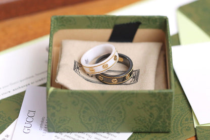 18K GG Interlocking G Icon White Zirconia Ring