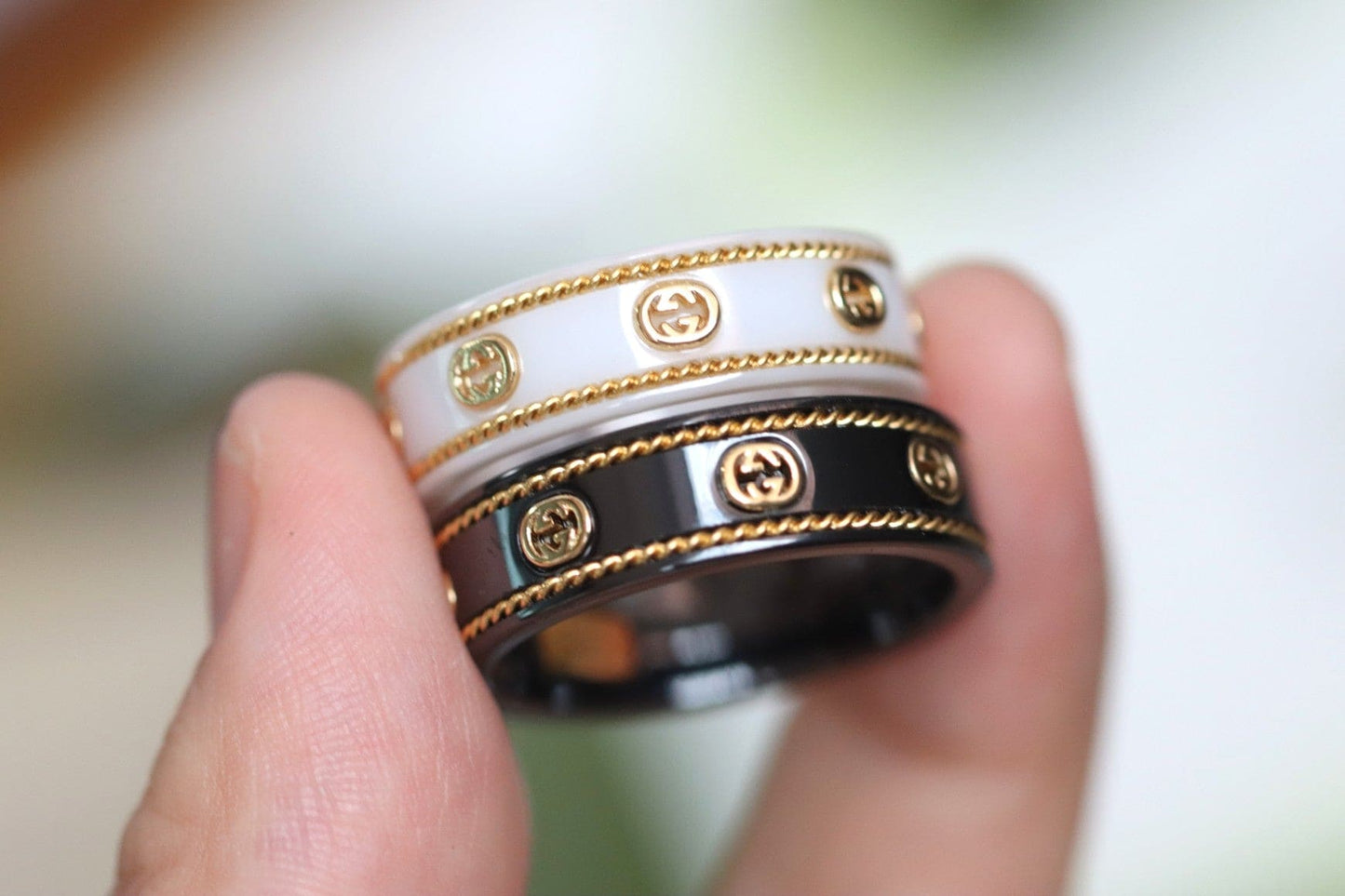 18K GG Interlocking G Icon White Zirconia Ring