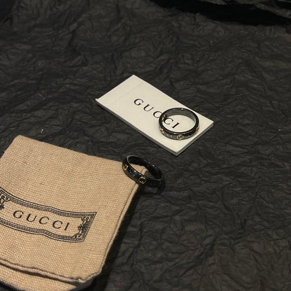 18K GG Icon Black Corundum Ring