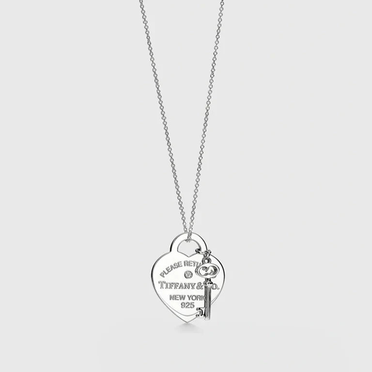 Tiff Heart & Key Necklace