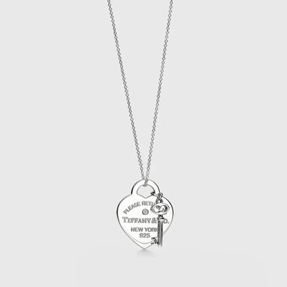 Tiff Heart & Key Necklace