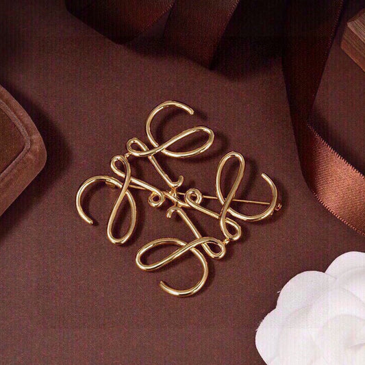Loe Anagram Gold Brooch