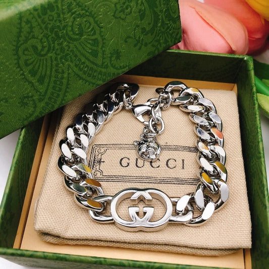 GG Interlocking G White Gold Chain Bracelet