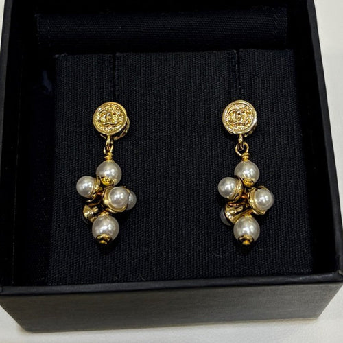 CC Grape Pearl Gold Earrings