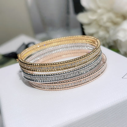18K Rose Gold Perlée Diamonds One Row Bracelet