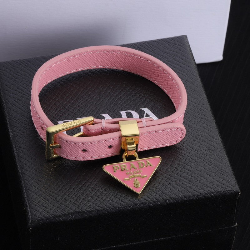 18K Pra Pink Leather Bracelet