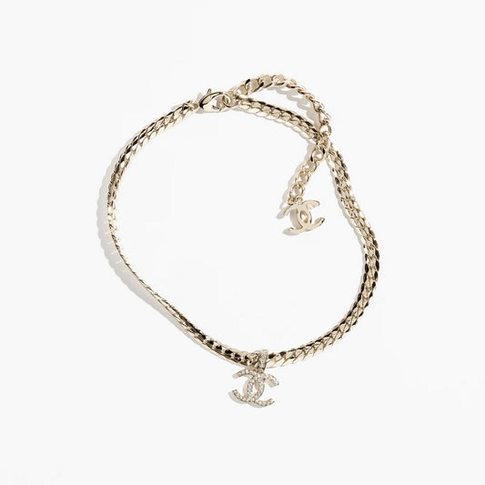 CC Snake Pattern Gold Chain Necklace