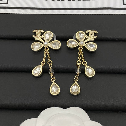CC Crystal Drop Gold Earrings