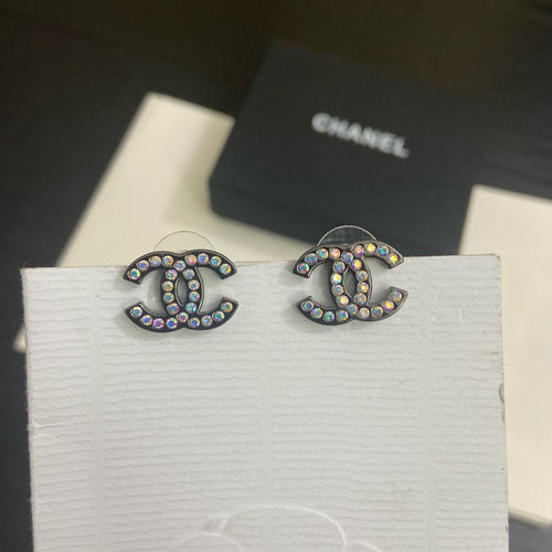 CC Color Diamond Black Earrings