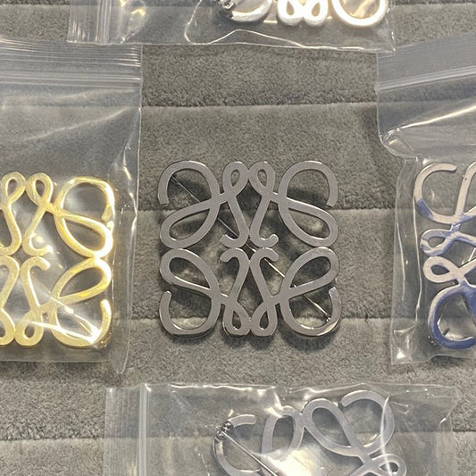 18K Loe Anagram White Gold Brooch