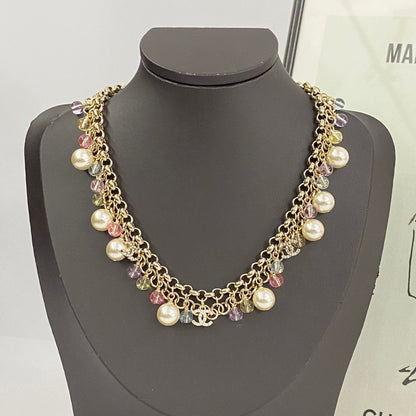 CC Color Beads Pearl Chain Necklace