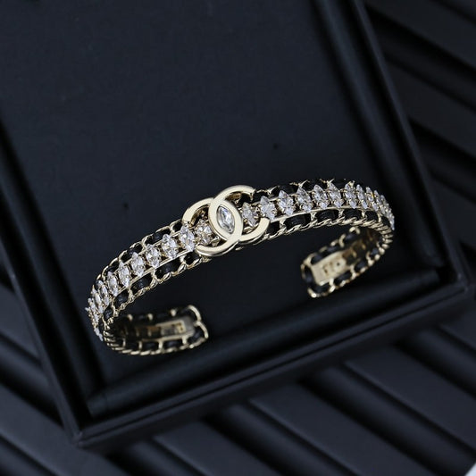 CC Crystal Leather Bracelet