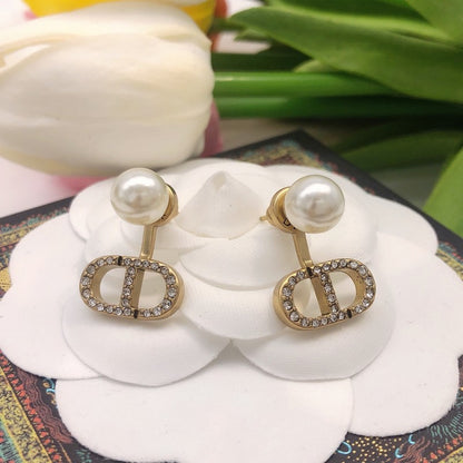 CD Tribales Pave Diamond & Pearl Earrings